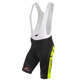 Fahrradhosen Herren BOBTEAM kurze Trägerhose Colors neongelb schwarz