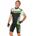 Fahrradhosen + Trikot BOBTEAM Set (2 Teile) Performance Line III weiß schwarz grün