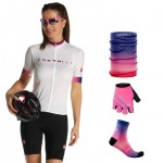 Fahrradhosen + Trikot CASTELLI Damen Maxi-Set (5 Teile) Gradient weiß